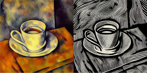 A cup of coffee by Cezanne , ControlNet Line art