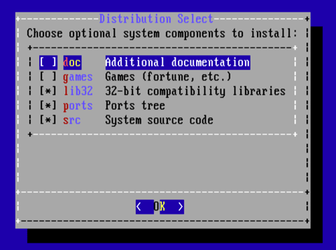 FreeBSD Distribution Select